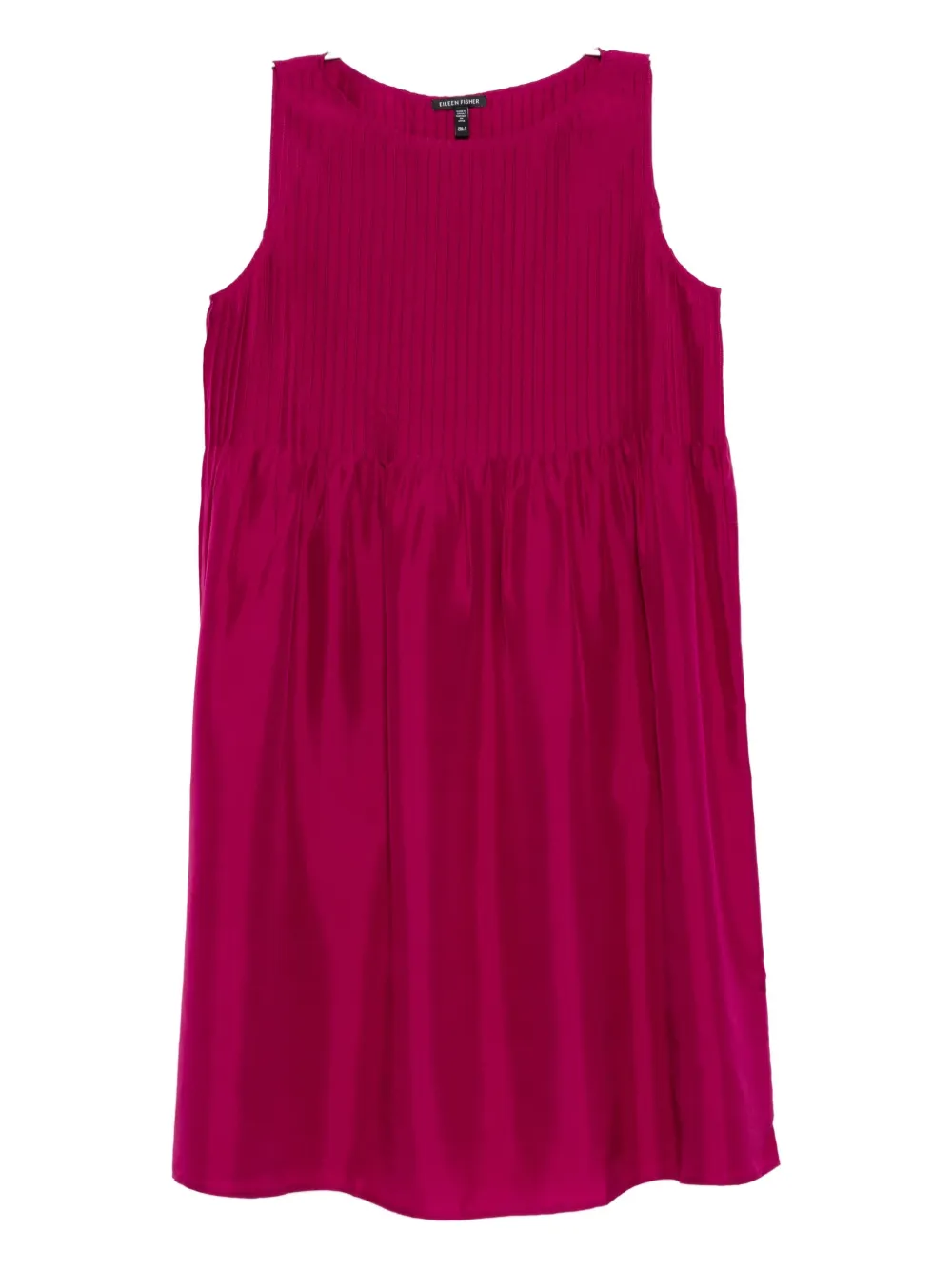 Eileen Fisher Bateau Neck Pleated Dress In Pink