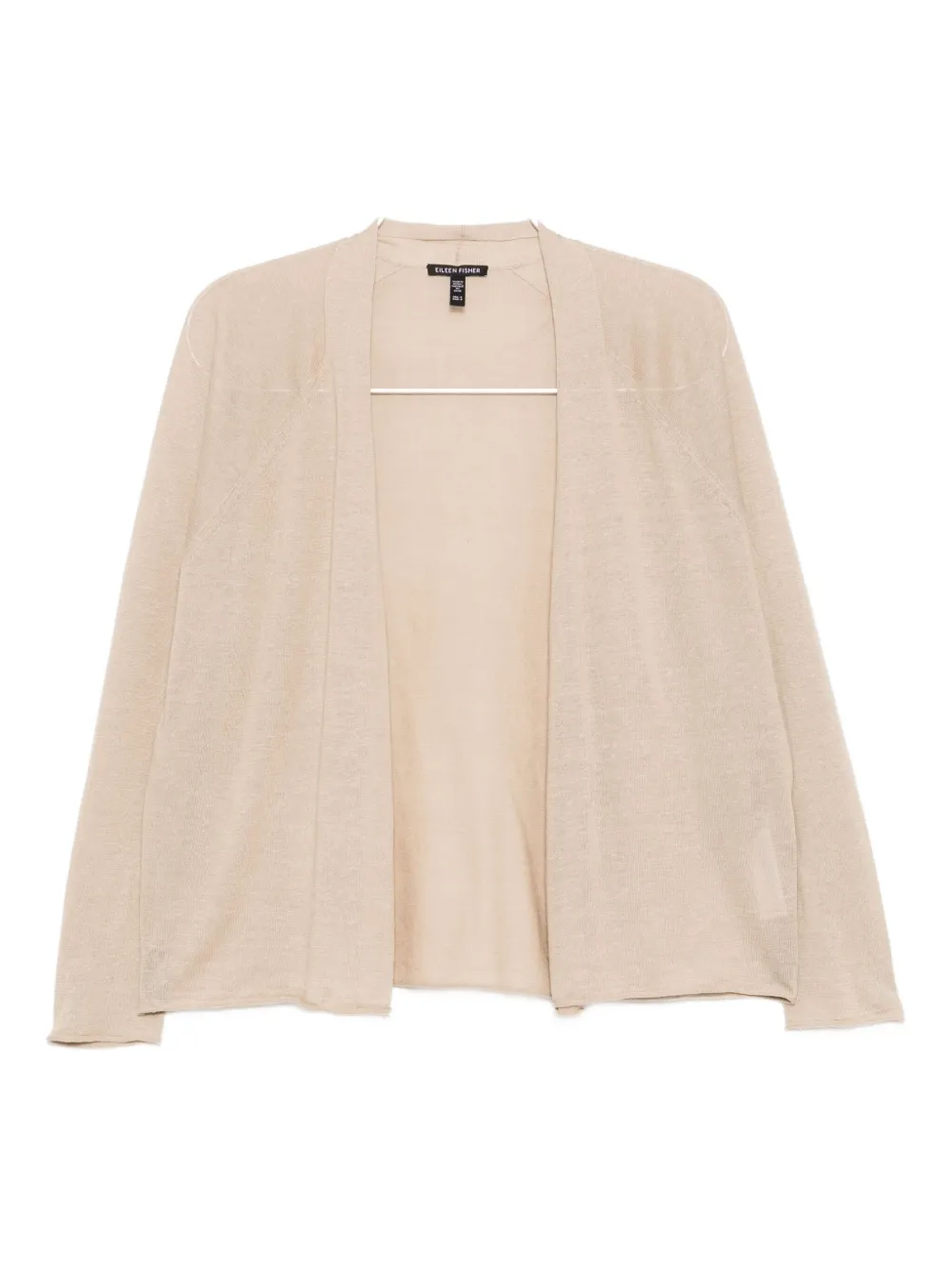 Eileen Fisher Raglan Sleeved Linen Blend High Collar Cardigan In Neutral