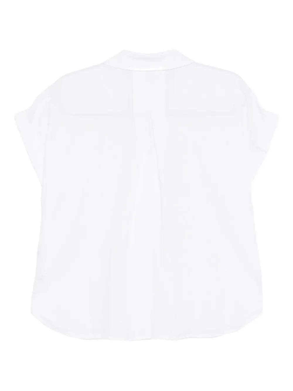 Eileen Fisher Silk Georgette Crepe Notch Collar Top In White