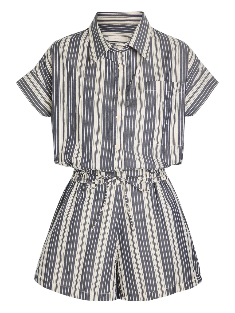 Faithfull the Brand Cyrene striped cotton playsuit - Blauw