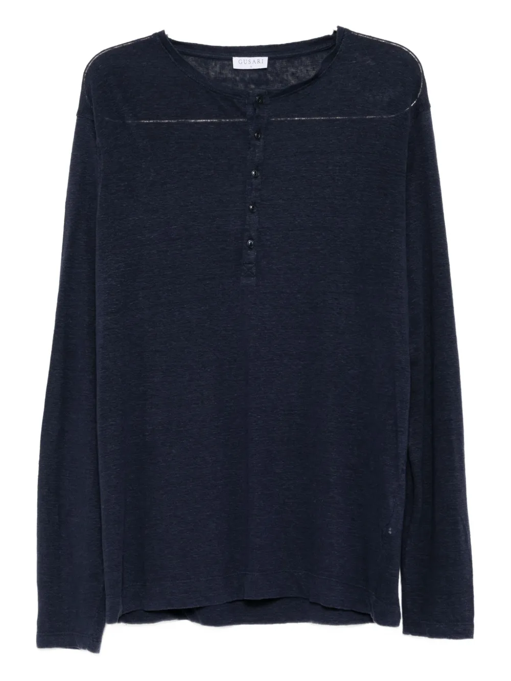 GUSARI linen henley T-shirt | Blue | Image 1