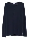 GUSARI linen henley T-shirt - Blue