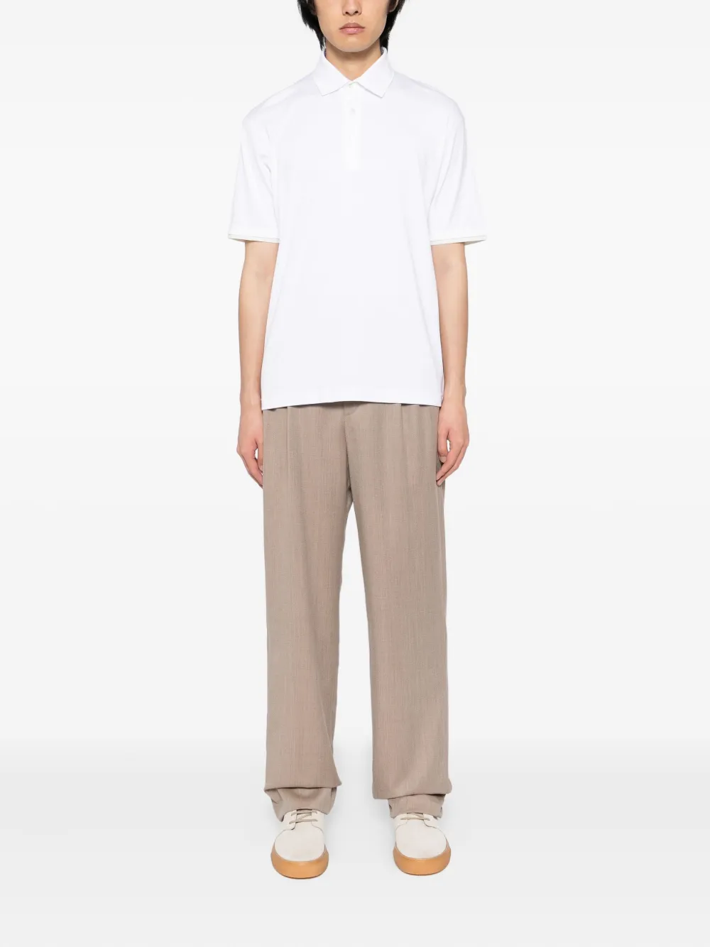 Herno Katoenen poloshirt met gelaagde mouwen - Wit