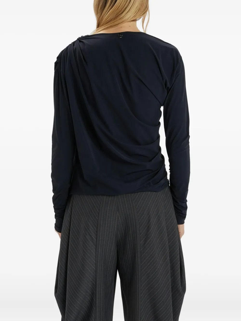 High Aslant Asymmetric Jersey Top In Blue