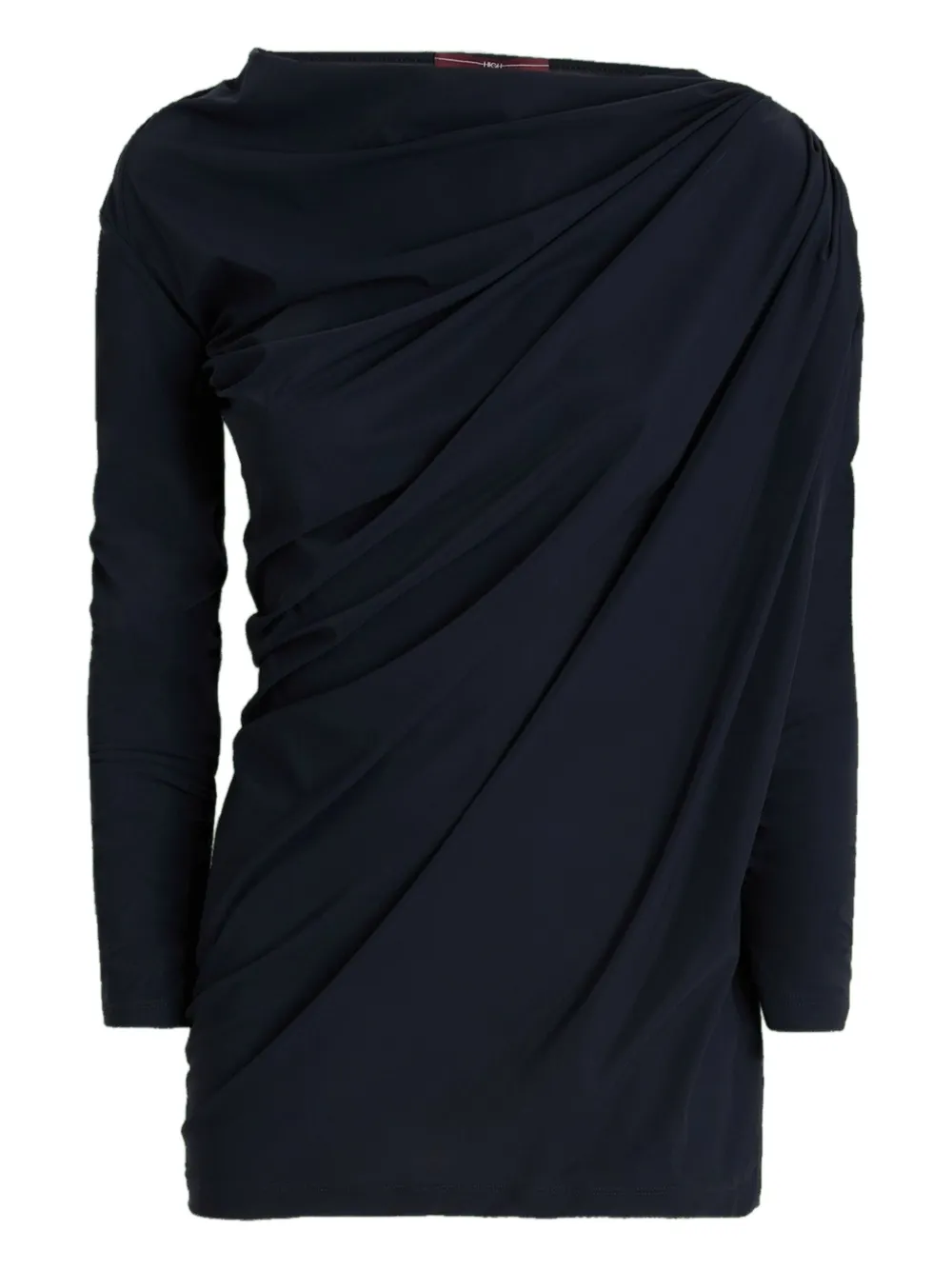 High Aslant Asymmetric Jersey Top In Blue