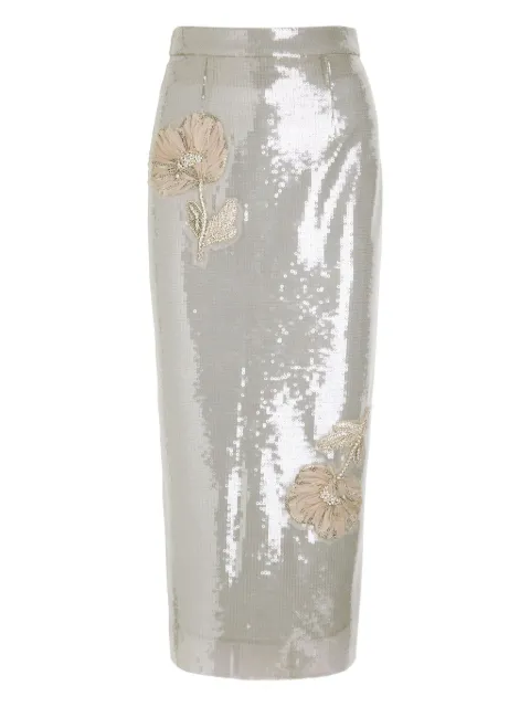 Huishan Zhang sequin floral midi skirt