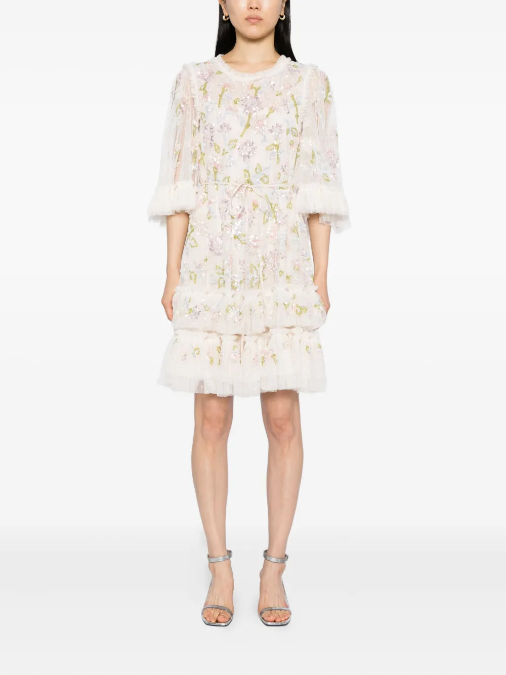 Needle & Thread Gloss mini-jurk - Beige