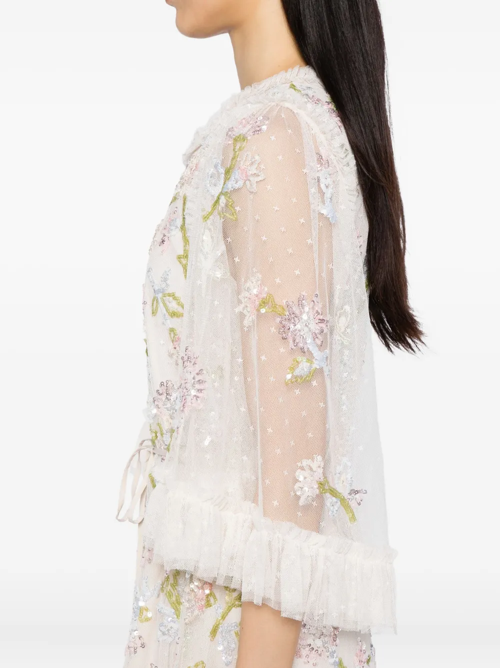 Needle & Thread Gloss mini-jurk Beige