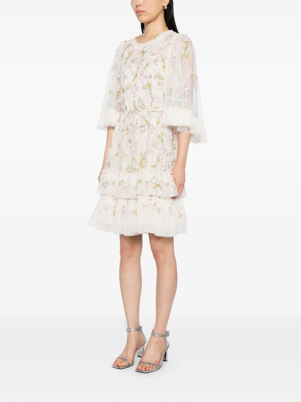 Needle & Thread Gloss mini-jurk Beige