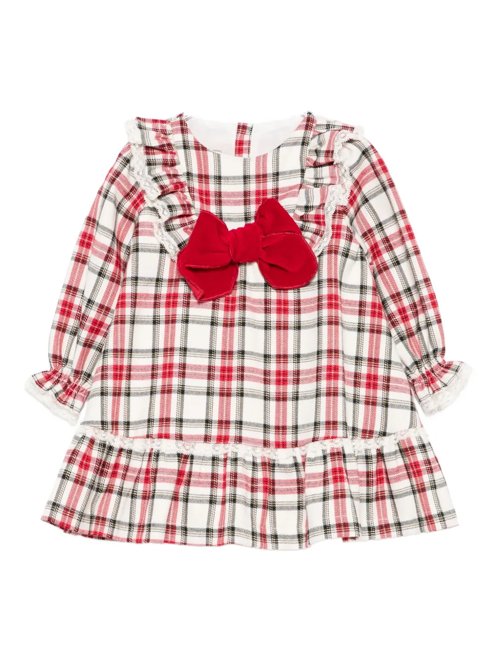 La Stupenderia Checked Lace-trimmed Dress In Red