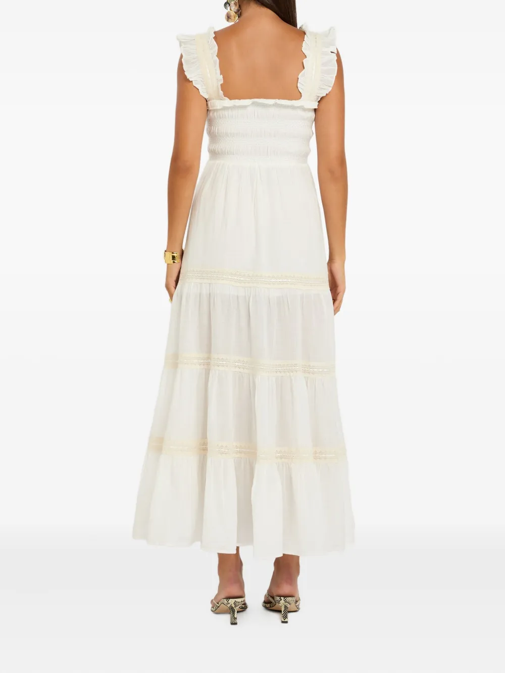 Rixo London Aubrie Ruffled Midi Dress In Gray