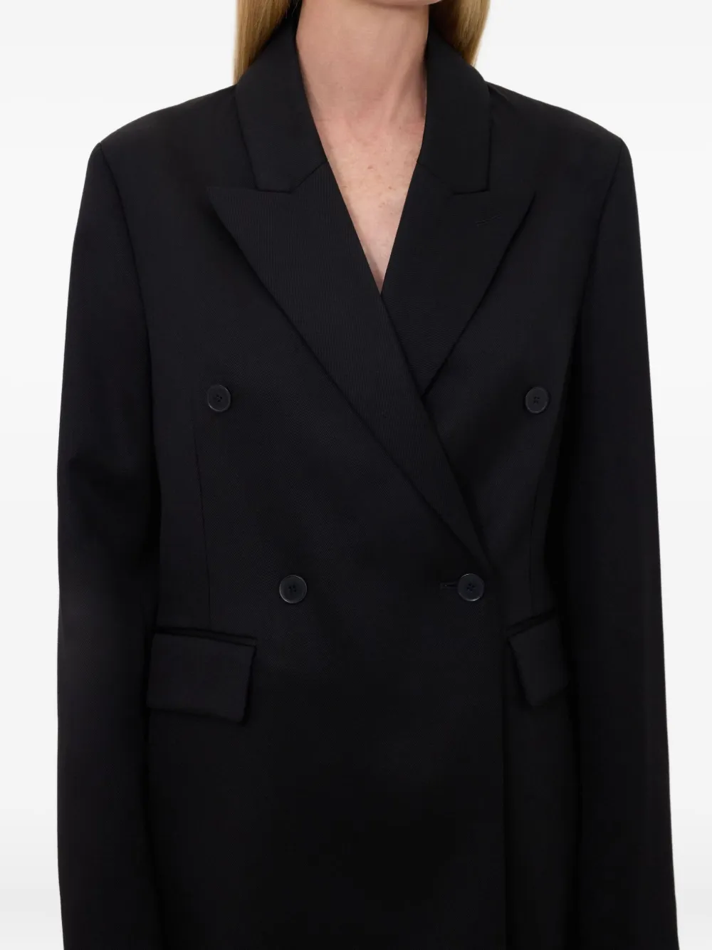 LouLou de Saison HORN blazer met dubbele rij knopen en puntige revers Zwart