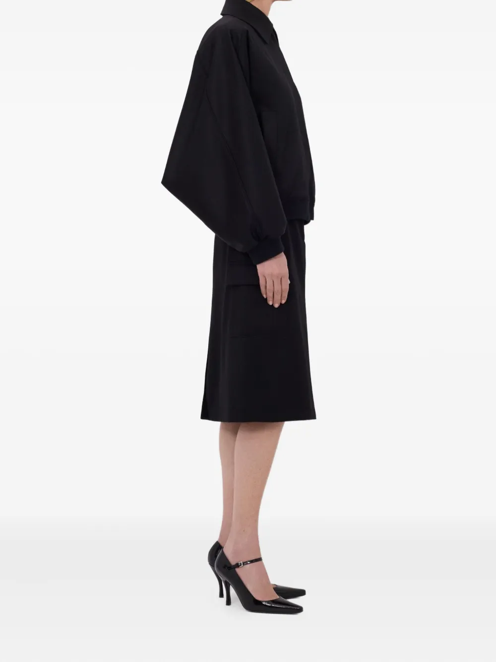 Loulou De Saison Frost Spread-collar Bomber Jacket In Black