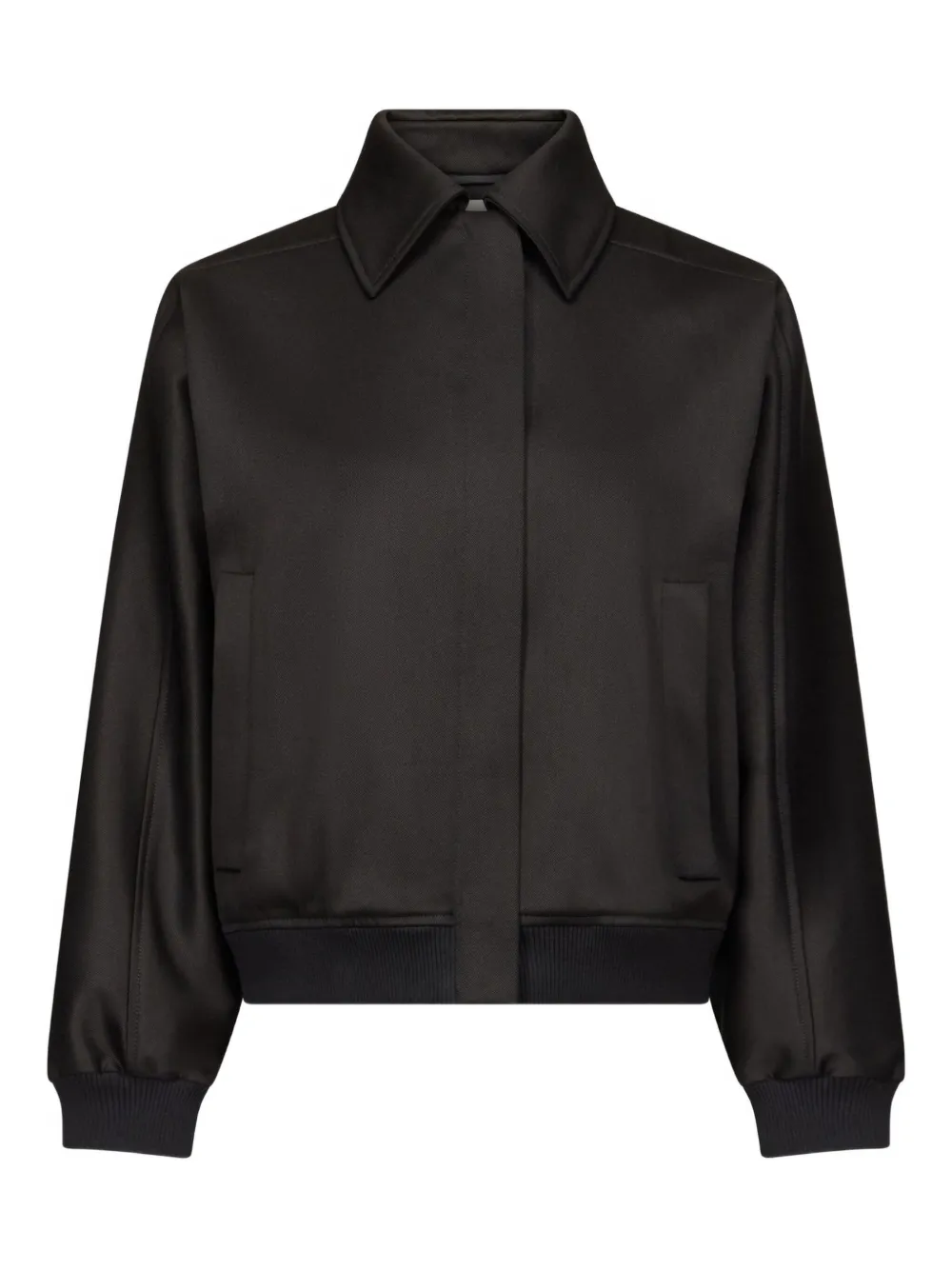 Loulou De Saison Frost Spread-collar Bomber Jacket In Black