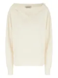 Alberta Ferretti faux pearl-embellished V-neck sweater - Neutrals