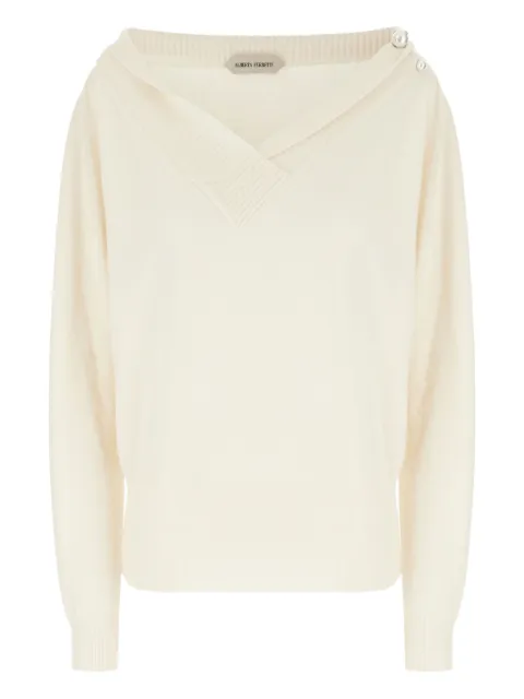 Alberta Ferretti faux pearl-embellished V-neck sweater