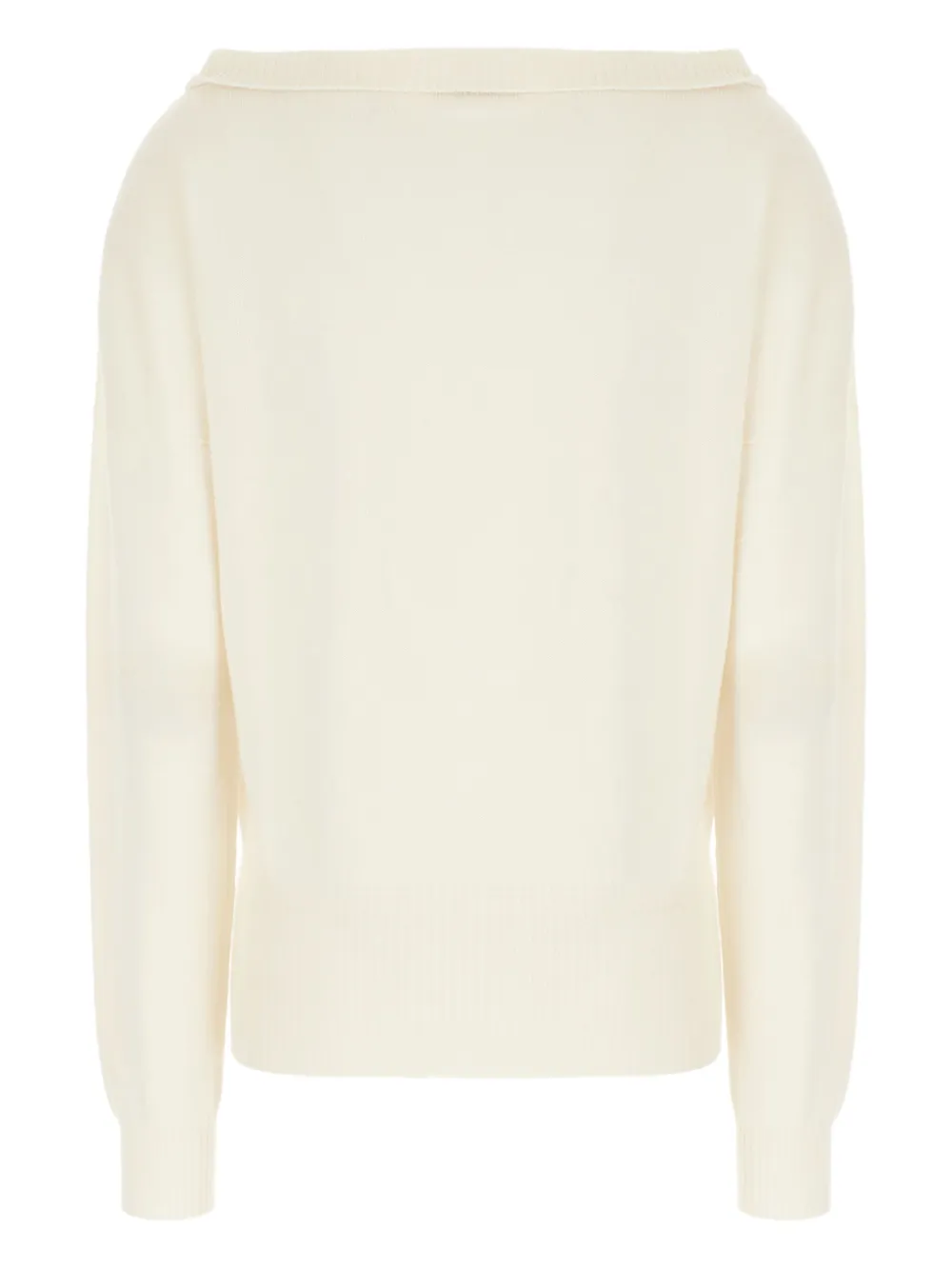 Alberta Ferretti faux pearl-embellished V-neck sweater Beige