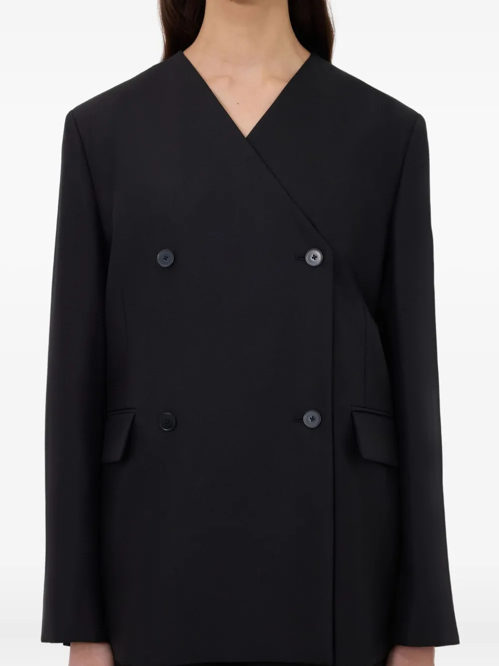 LouLou de Saison Munro jack met dubbele rij knopen en V-hals Zwart