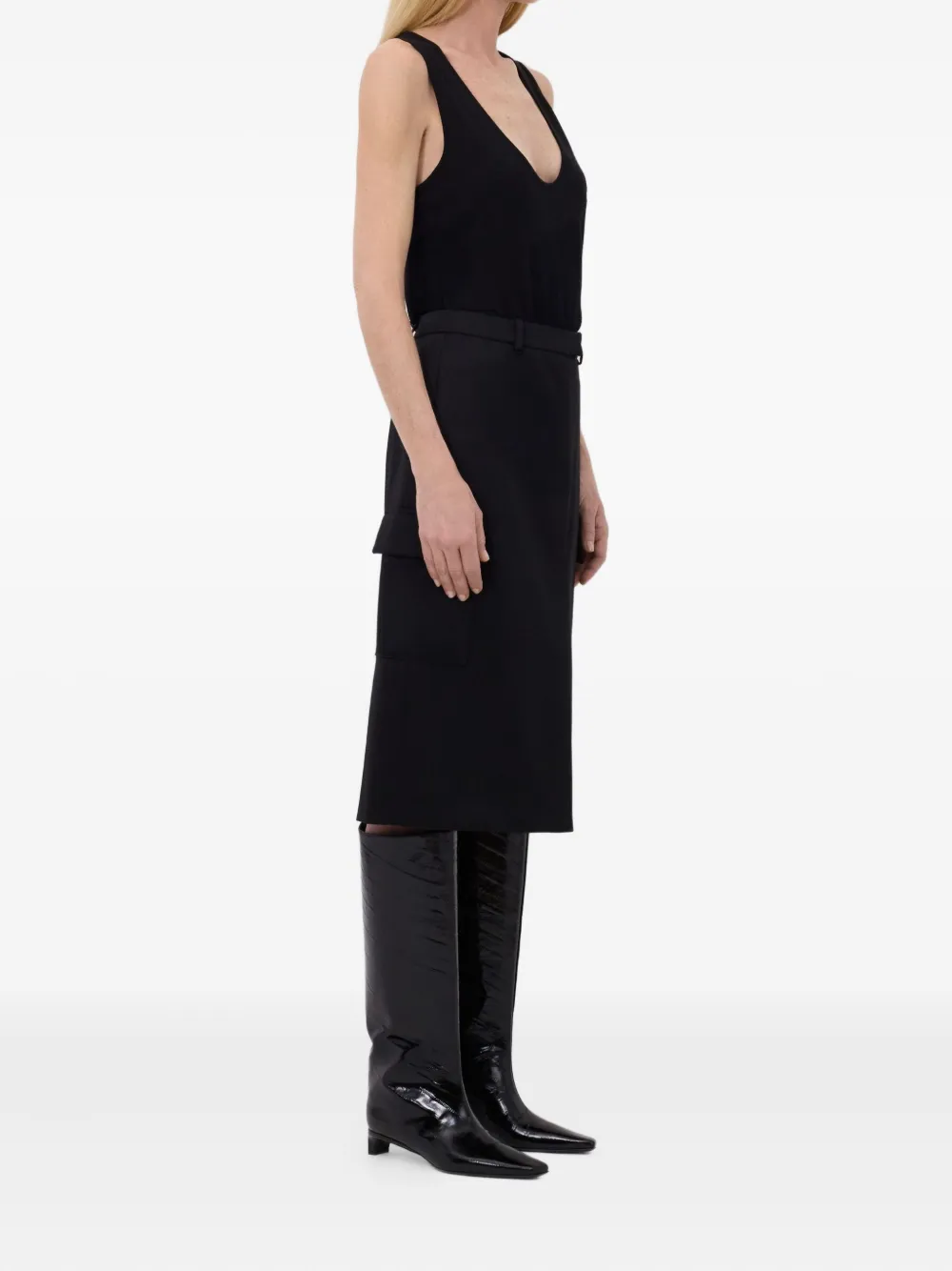 Loulou De Saison Jasper Cargo-pockets Pencil Midi Skirt In Black