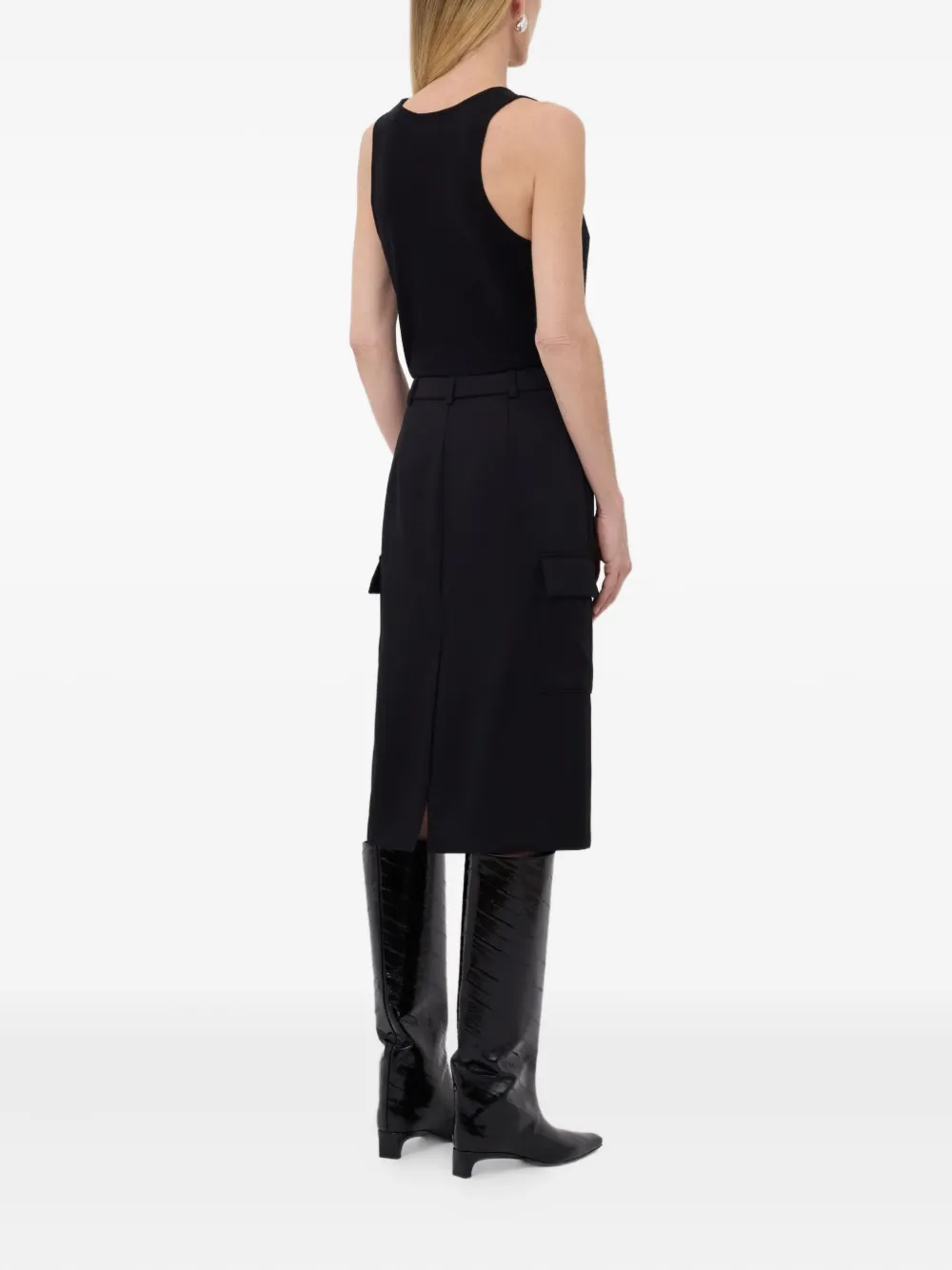 Loulou De Saison Jasper Cargo-pockets Pencil Midi Skirt In Black