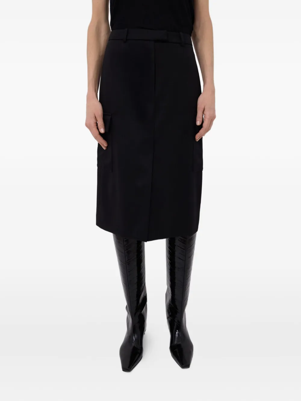 Loulou De Saison Jasper Cargo-pockets Pencil Midi Skirt In Black