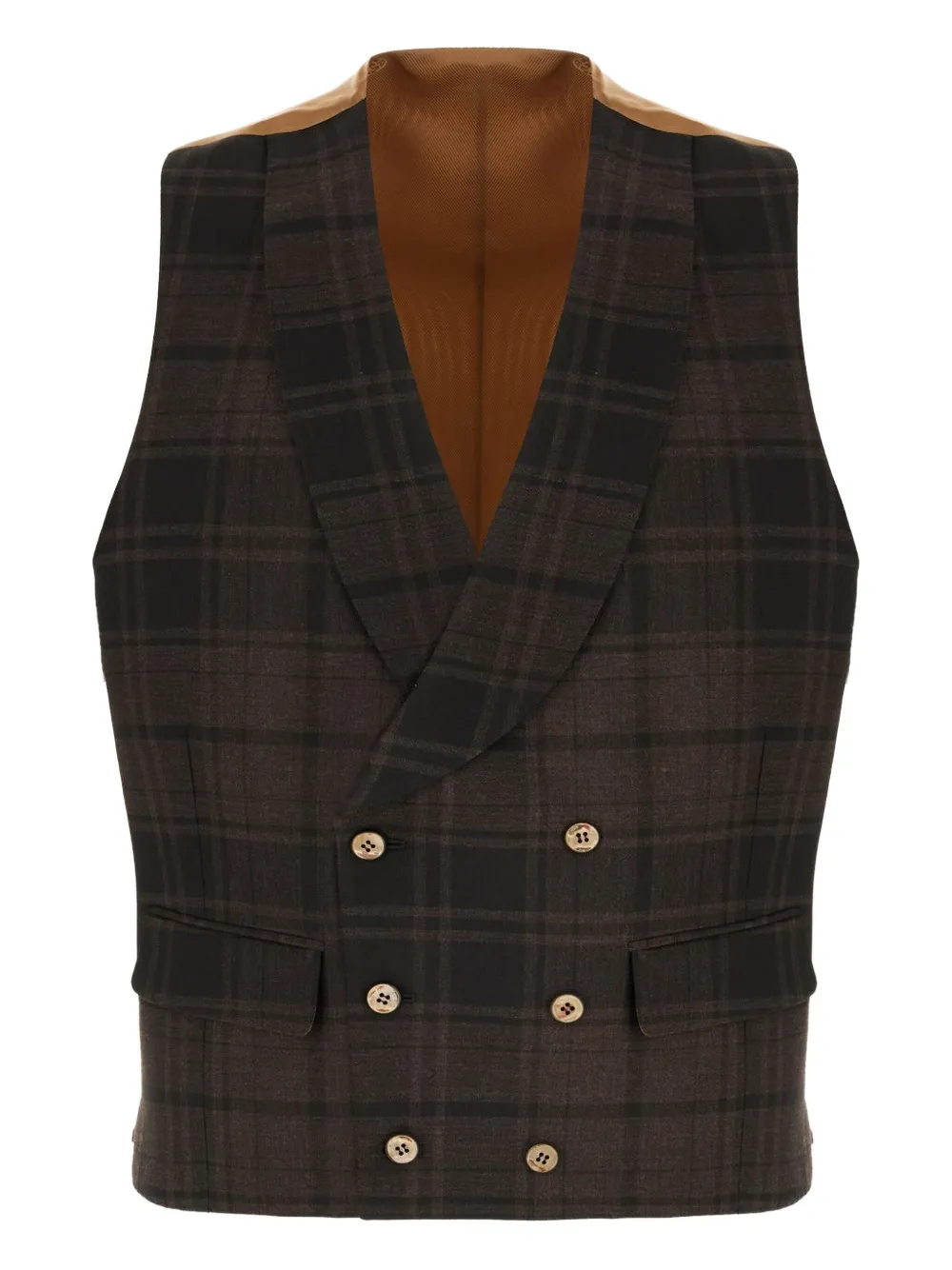 Gabriele Pasini check-pattern wool vest | Brown | Image 1