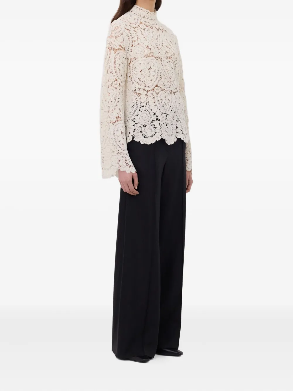 LouLou de Saison Wade fluwelen-zijden top met paisley-print Beige