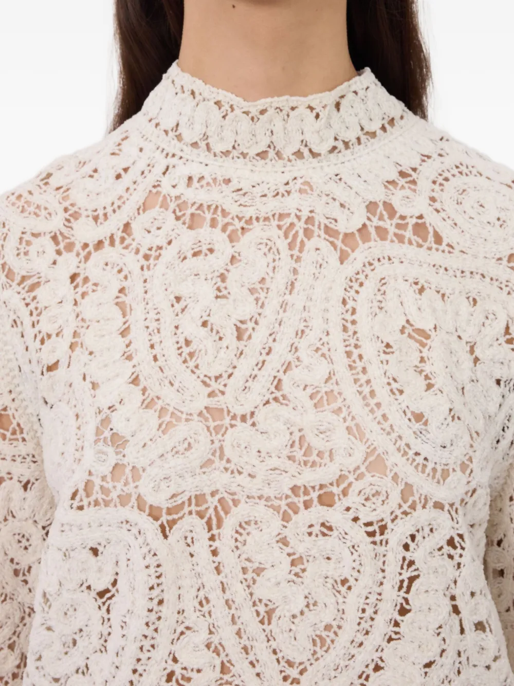 LouLou de Saison Wade fluwelen-zijden top met paisley-print Beige