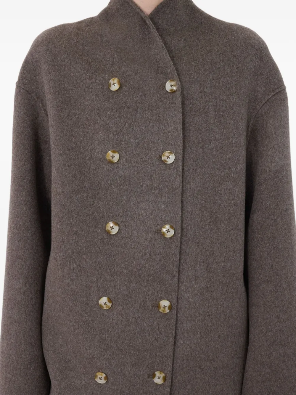 Loulou De Saison Amory Double-breasted Button Coat In Brown