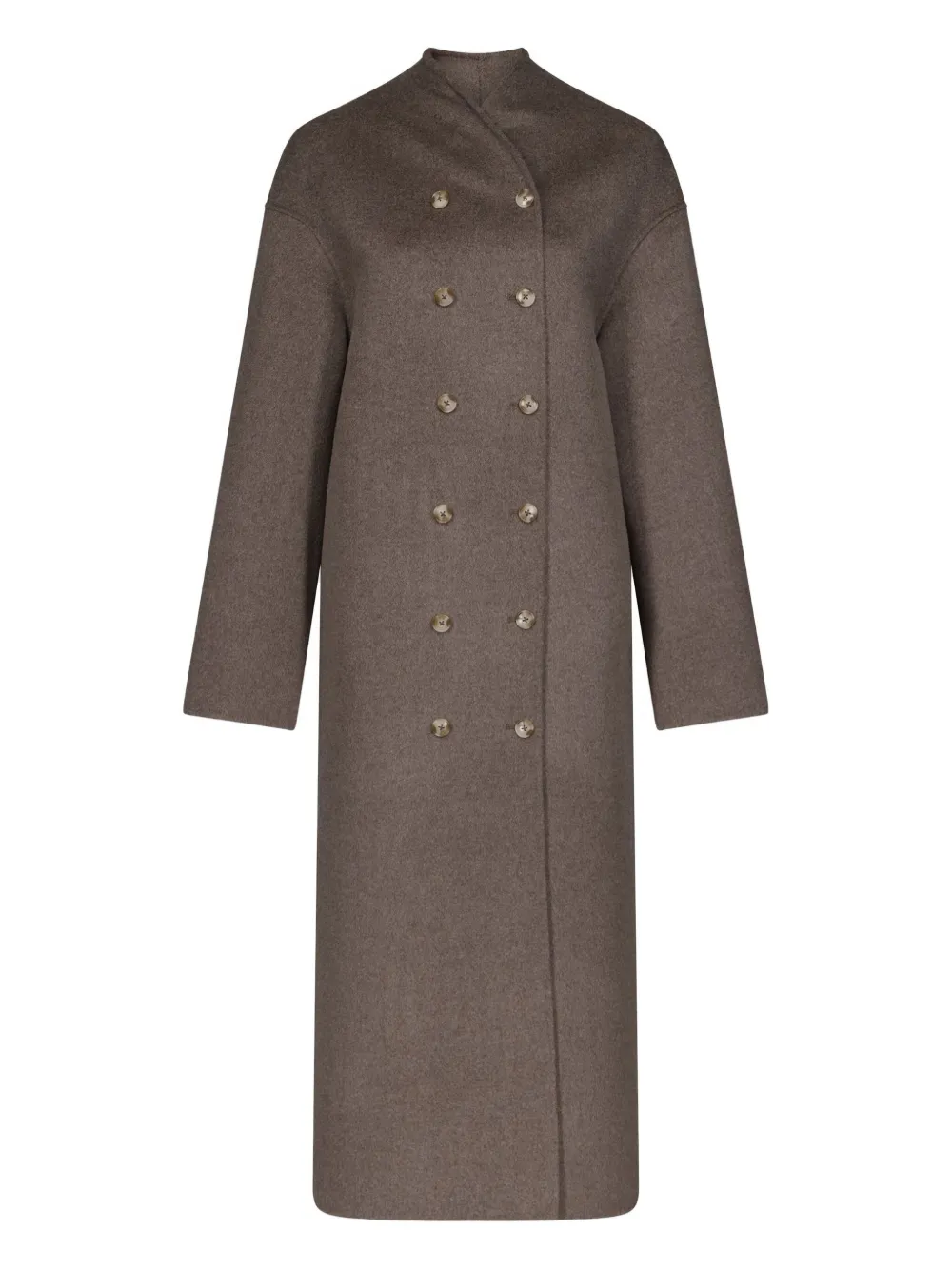 Loulou De Saison Amory Double-breasted Button Coat In Brown