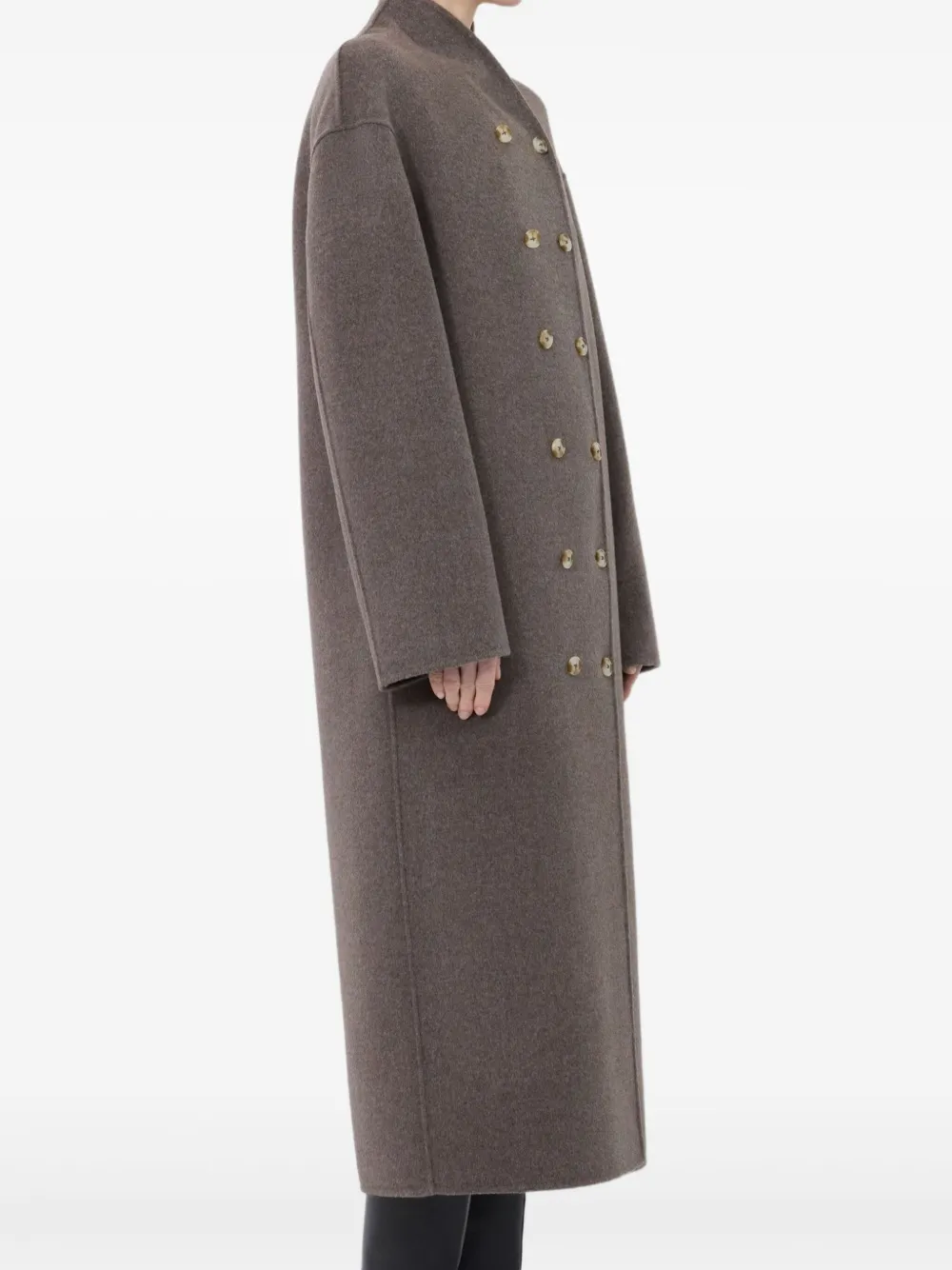 Loulou De Saison Amory Double-breasted Button Coat In Brown