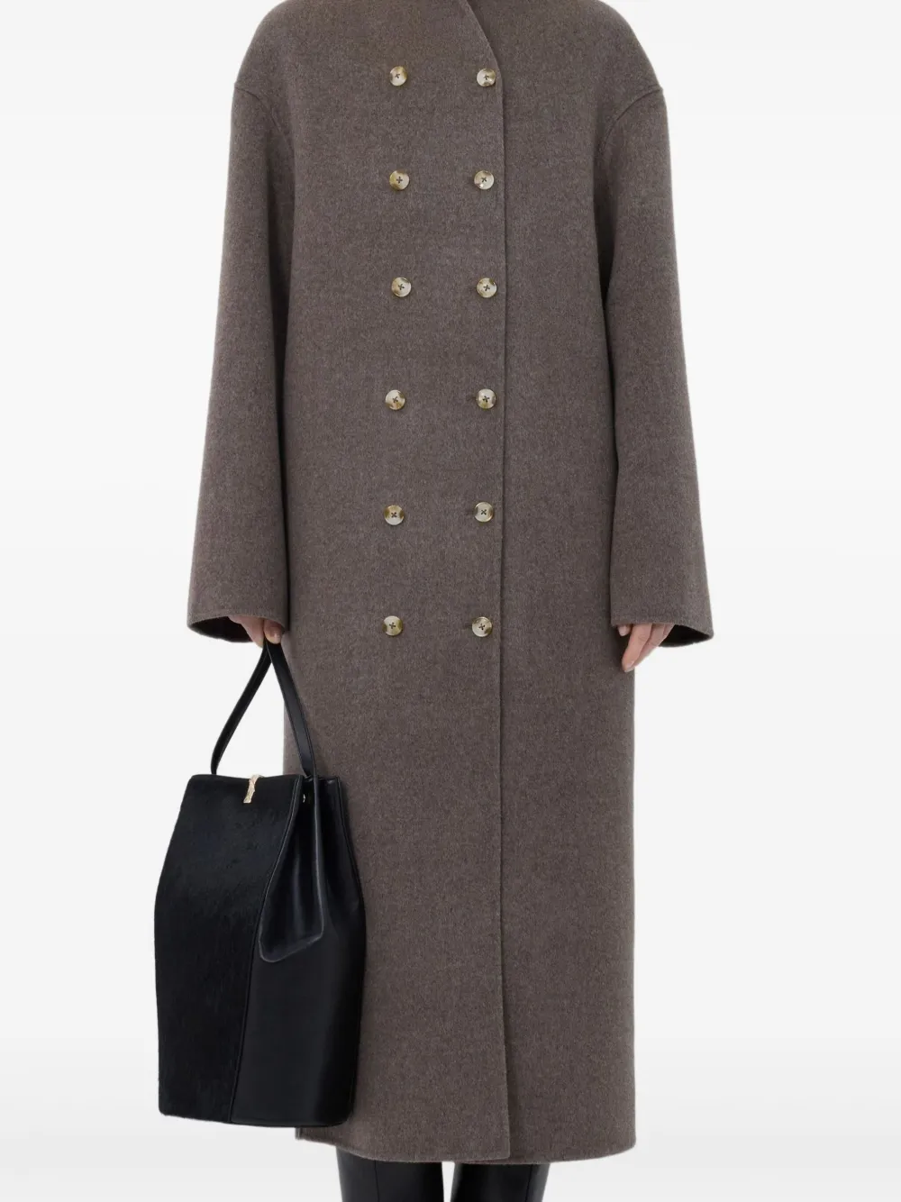 Loulou De Saison Amory Double-breasted Button Coat In Brown