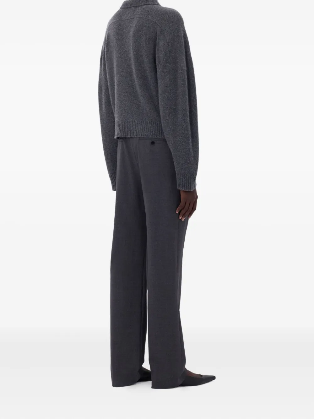Loulou De Saison Homere Lds Polo-neck Ribbed Sweater In Gray