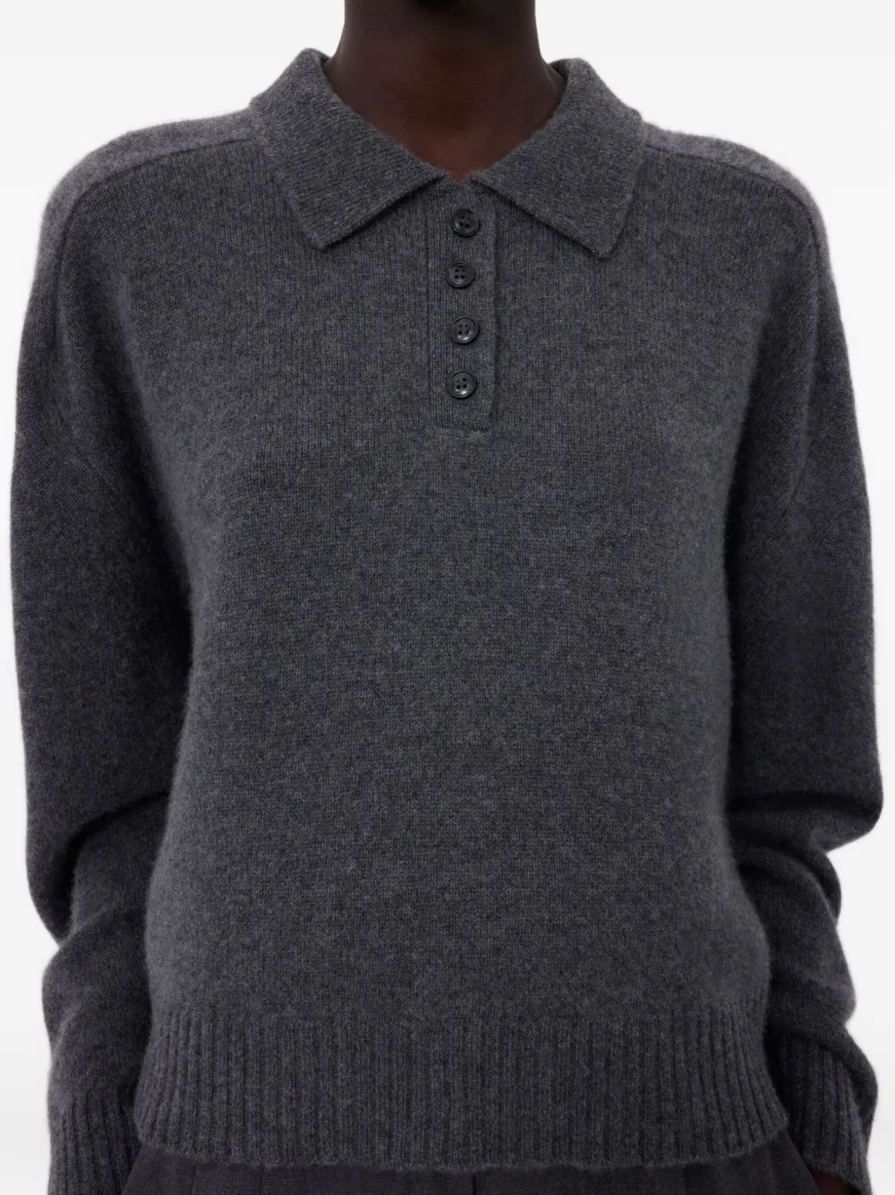 Loulou De Saison Homere Lds Polo-neck Ribbed Sweater In Gray