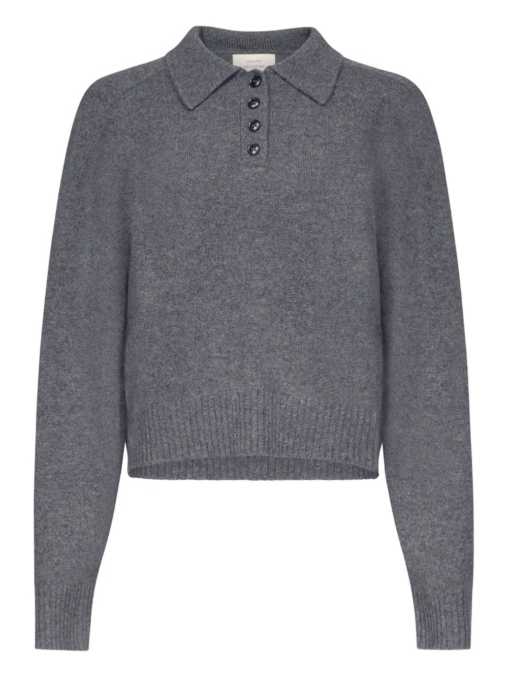 Loulou De Saison Homere Lds Polo-neck Ribbed Sweater In Gray