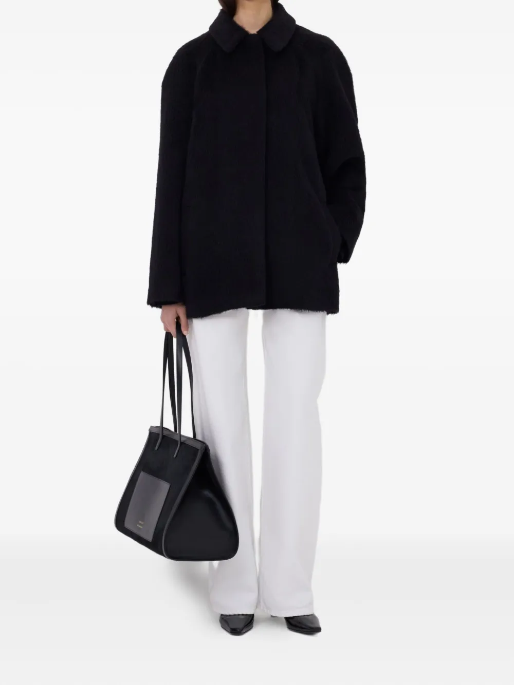 Loulou De Saison Jakob Concealed-button Placket Coat In Black
