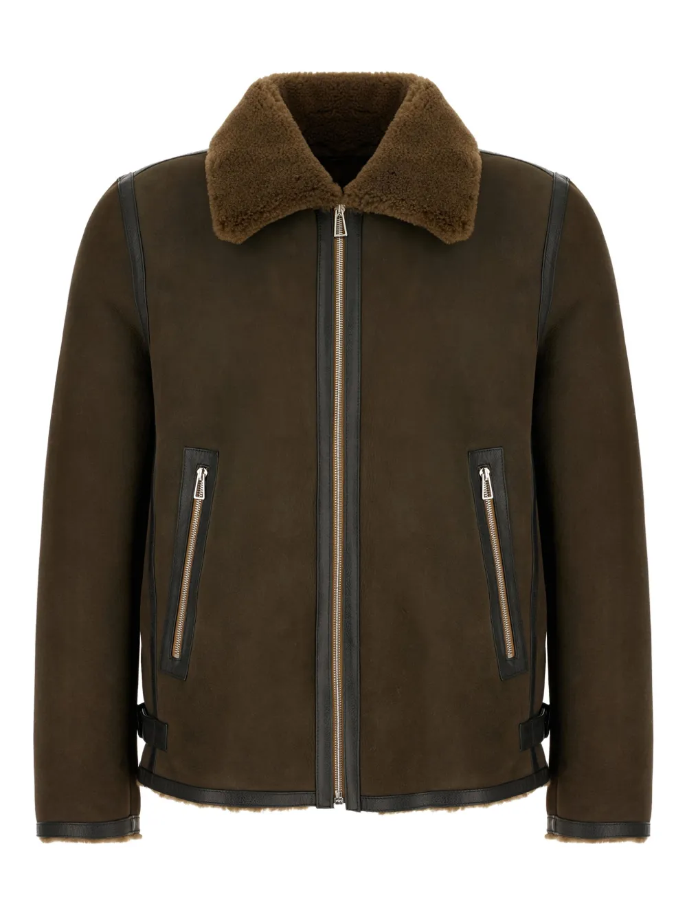 Paul Smith shearling leather-trimmed jacket - ブラウン Paul Smith shearling leather-trimmed jacket - ブラウン