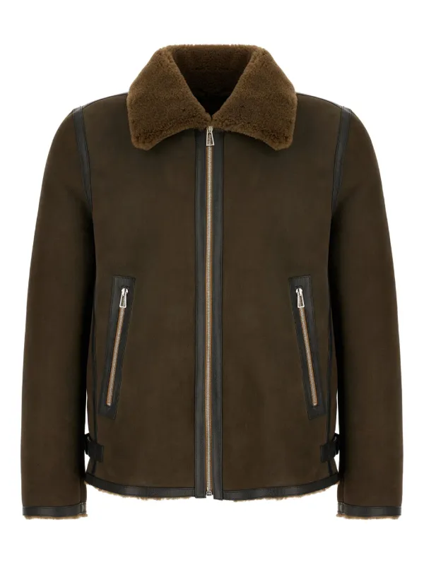 Paul Smith Shearling leather-trimmed Jacket | Brown | FARFETCH