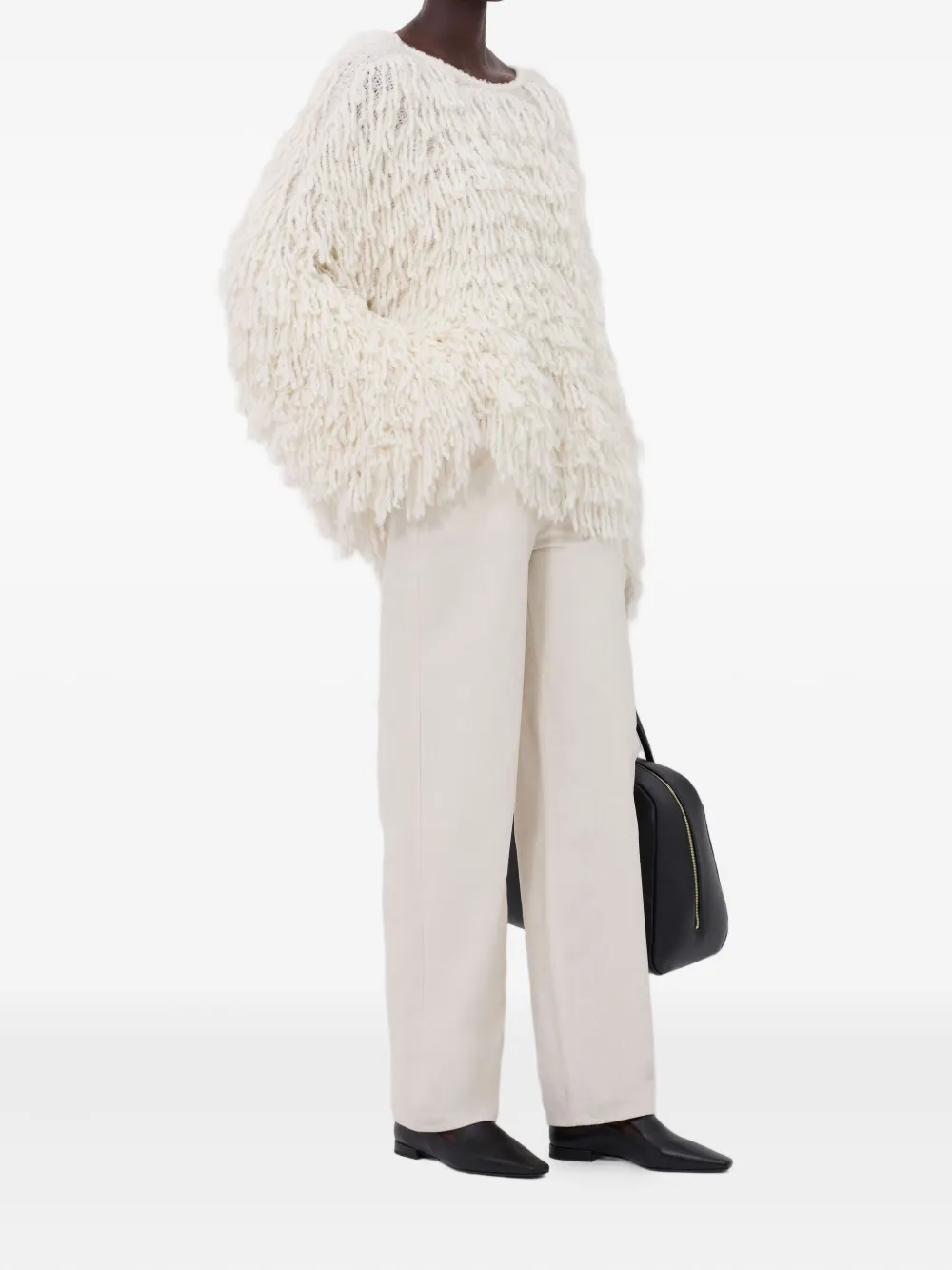 Loulou De Saison Fringe Wool Sweater In White