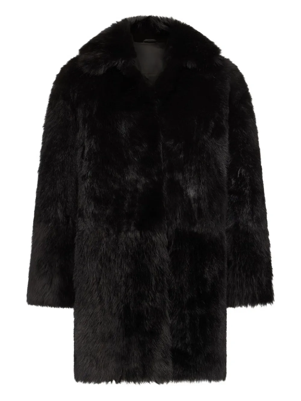 LouLou de Saison shearling spread-collar coat | Black | Image 1