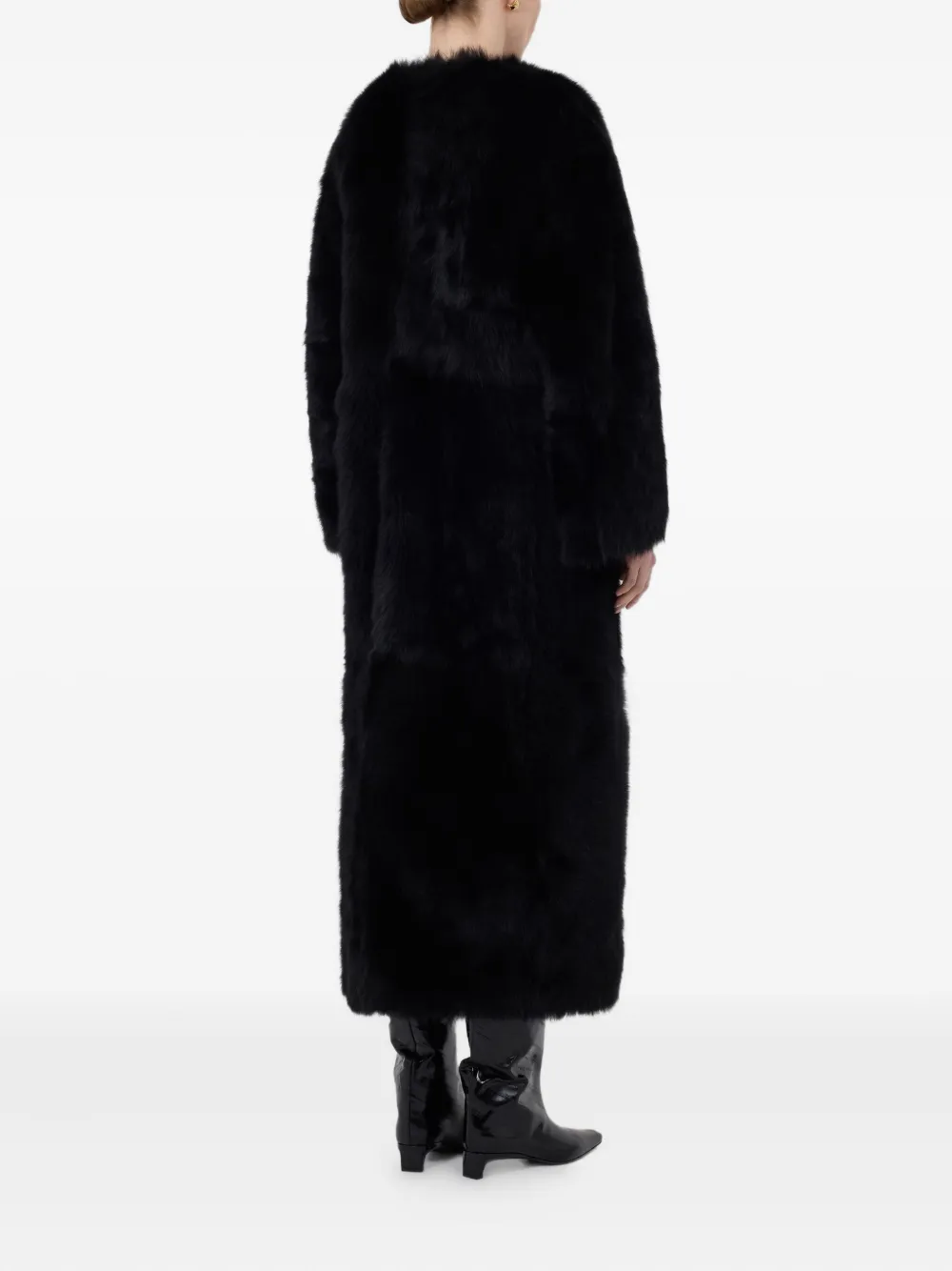 Loulou De Saison Shearling Panelled Coat In Black