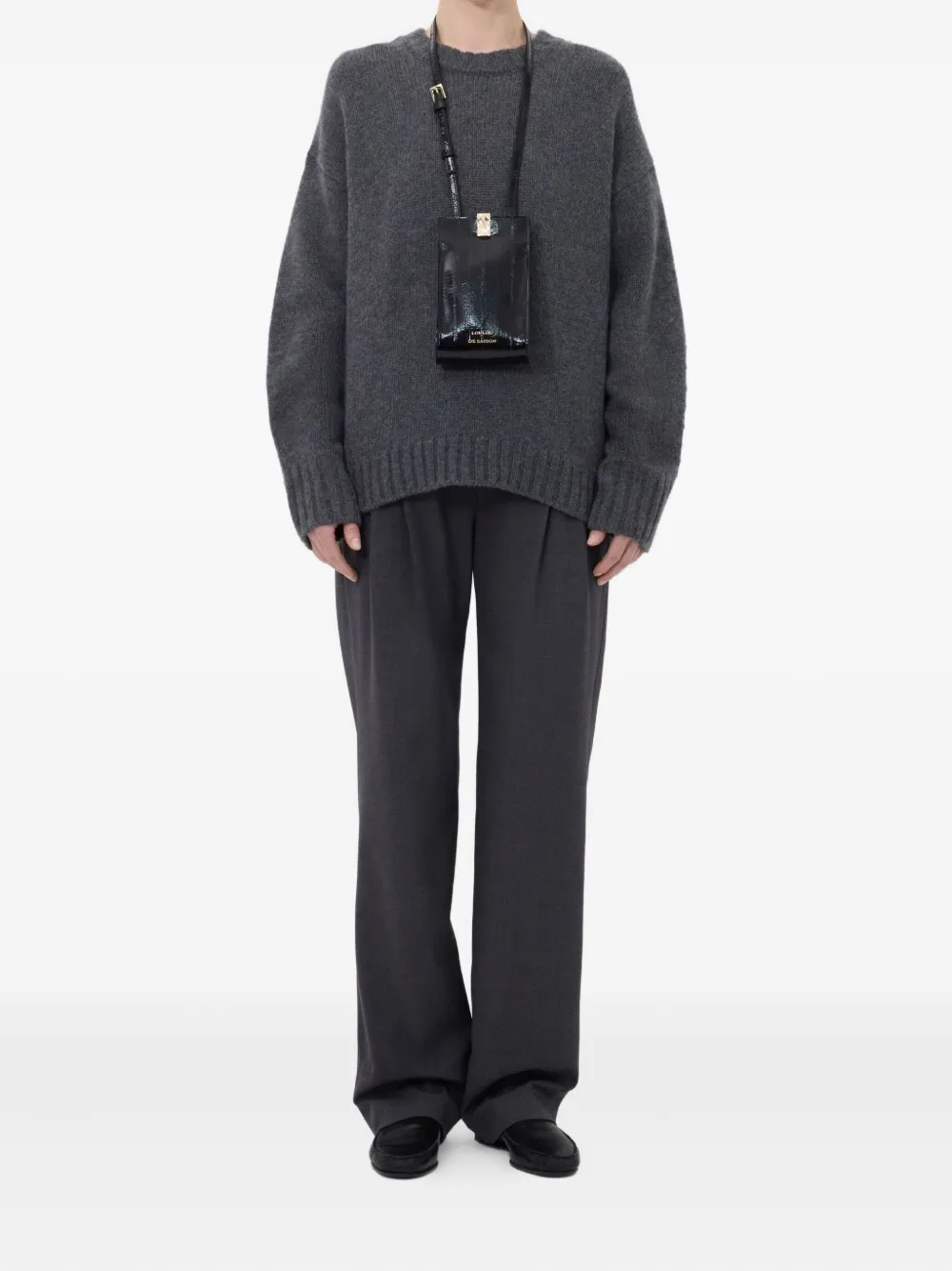 Loulou De Saison Tino Crew Neck Sweater In Gray