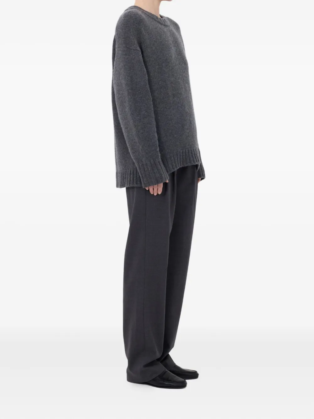 Loulou De Saison Tino Crew Neck Sweater In Gray
