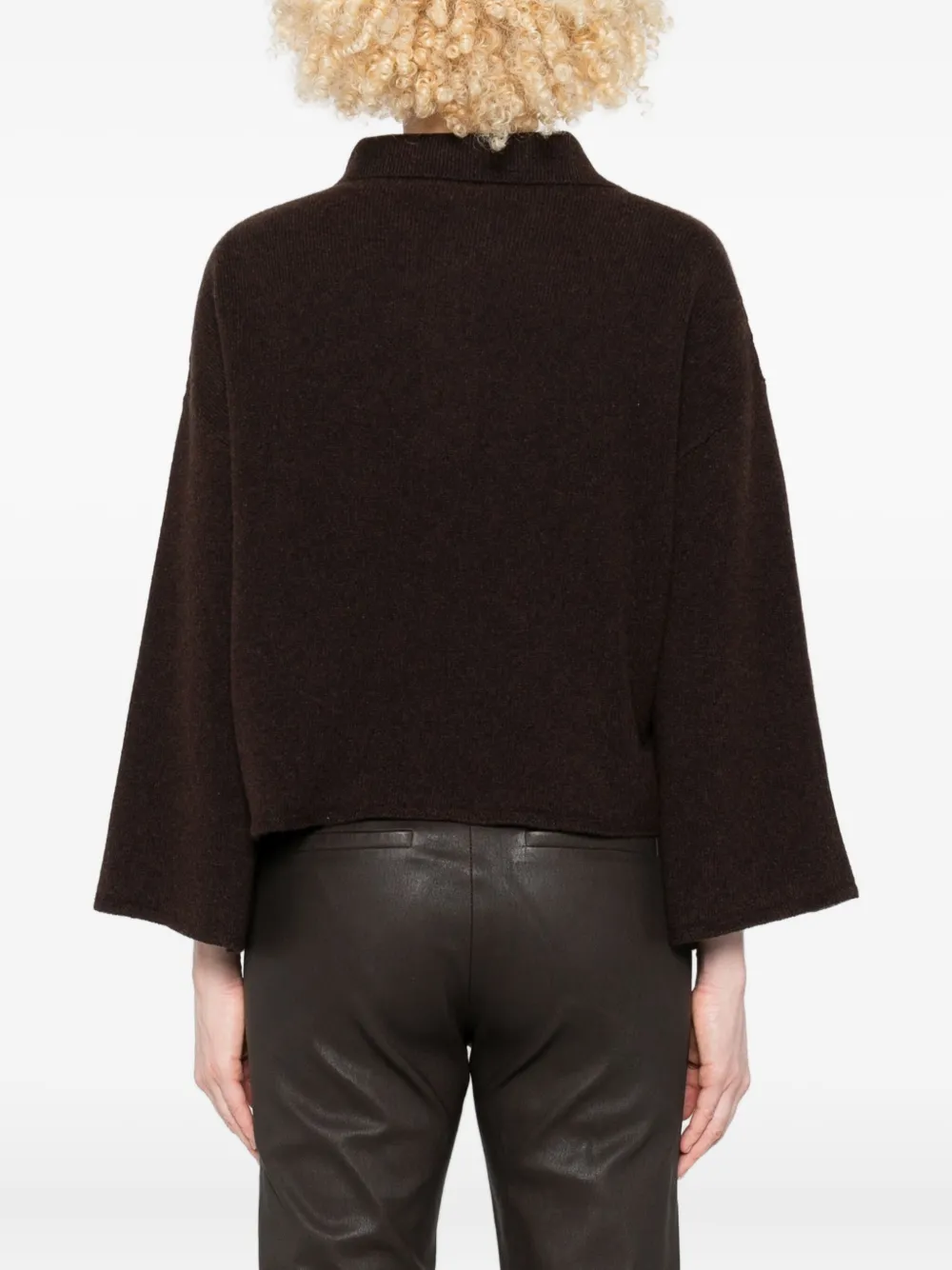 Liviana Conti Button-fastening Bell-sleeve Polo Top In Black