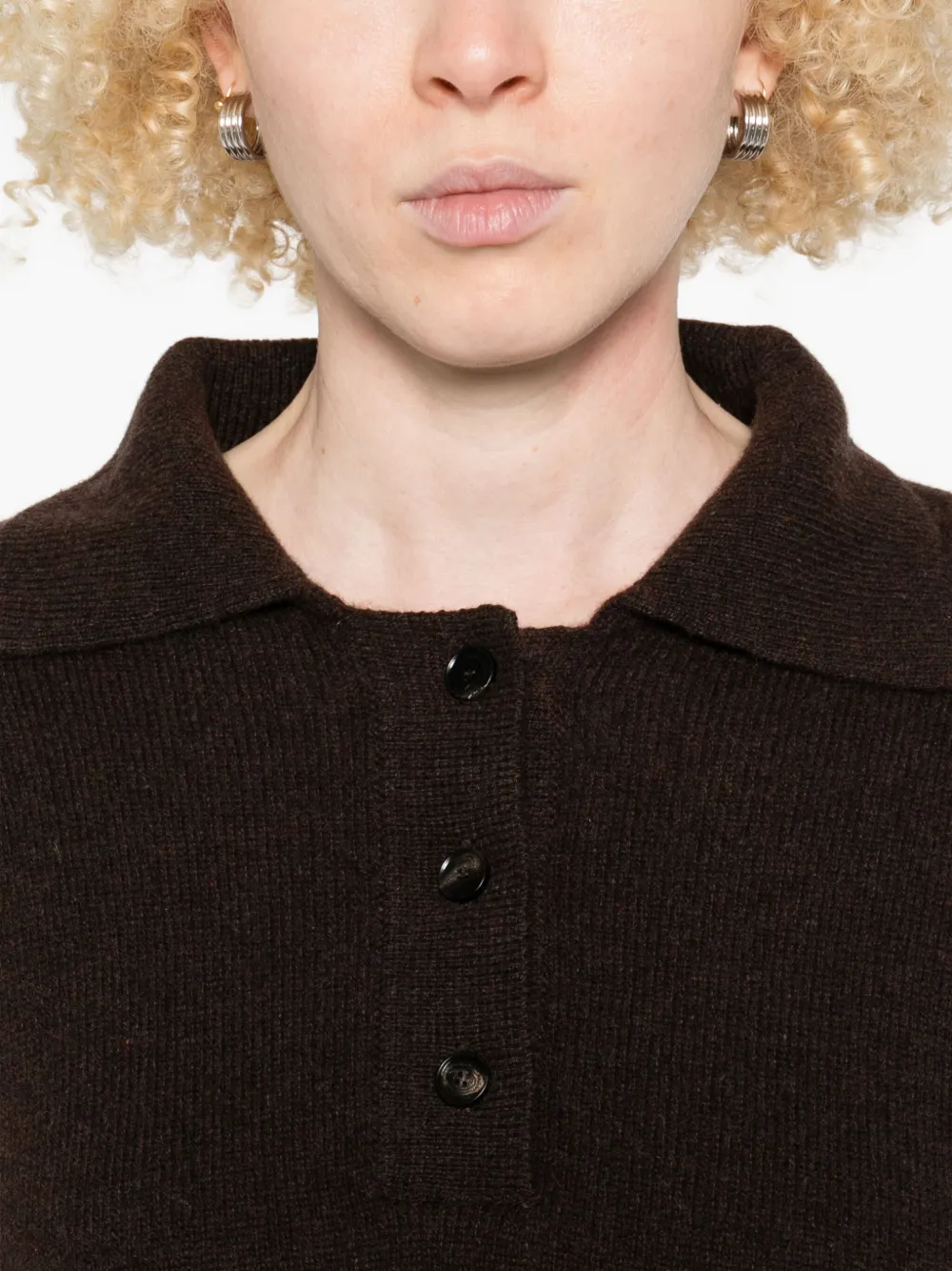 Liviana Conti Button-fastening Bell-sleeve Polo Top In Black