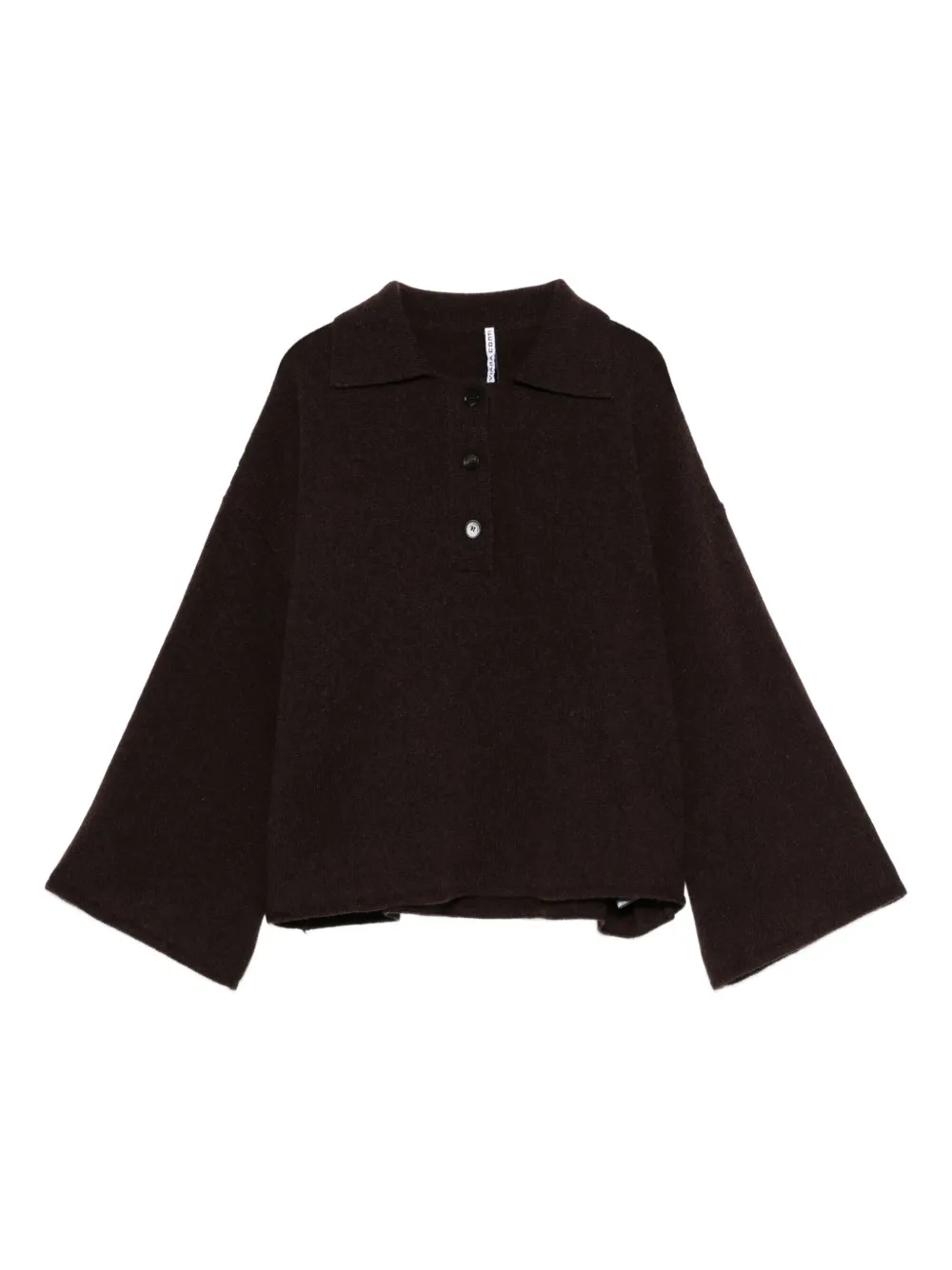 Liviana Conti button-fastening bell-sleeve polo top | Brown | Image 1