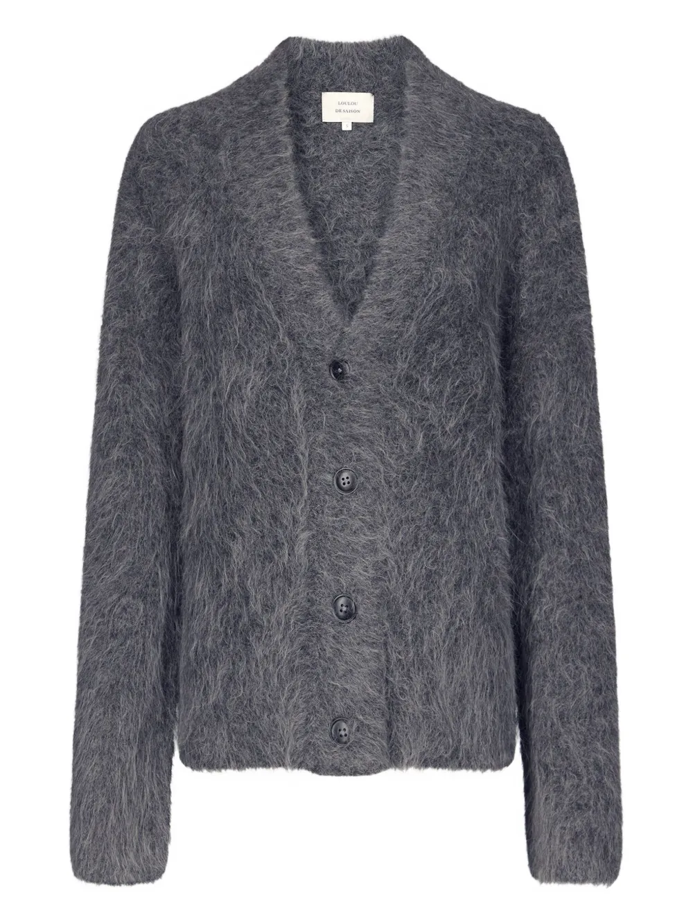 Loulou De Saison Lynn Hairy Alpaca V-neck Cardigan In Gray