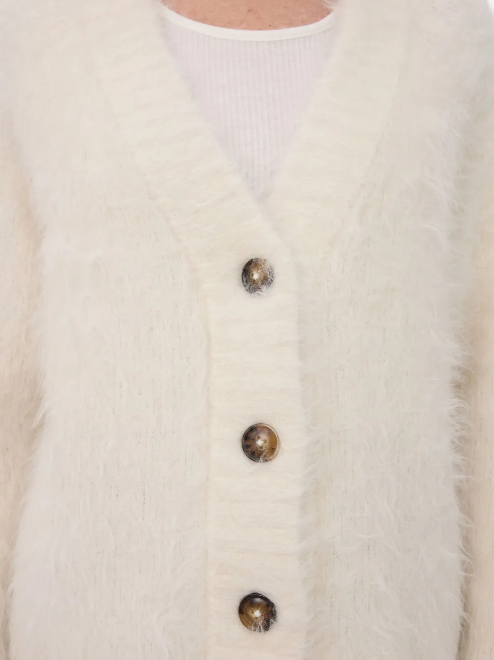 LouLou de Saison LYNN harig vest met V-hals Wit