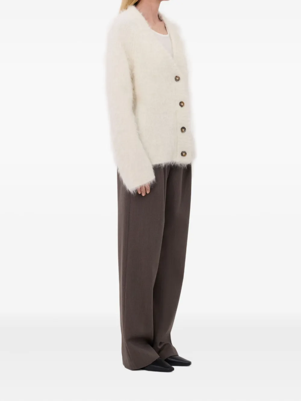 LouLou de Saison LYNN harig vest met V-hals Wit