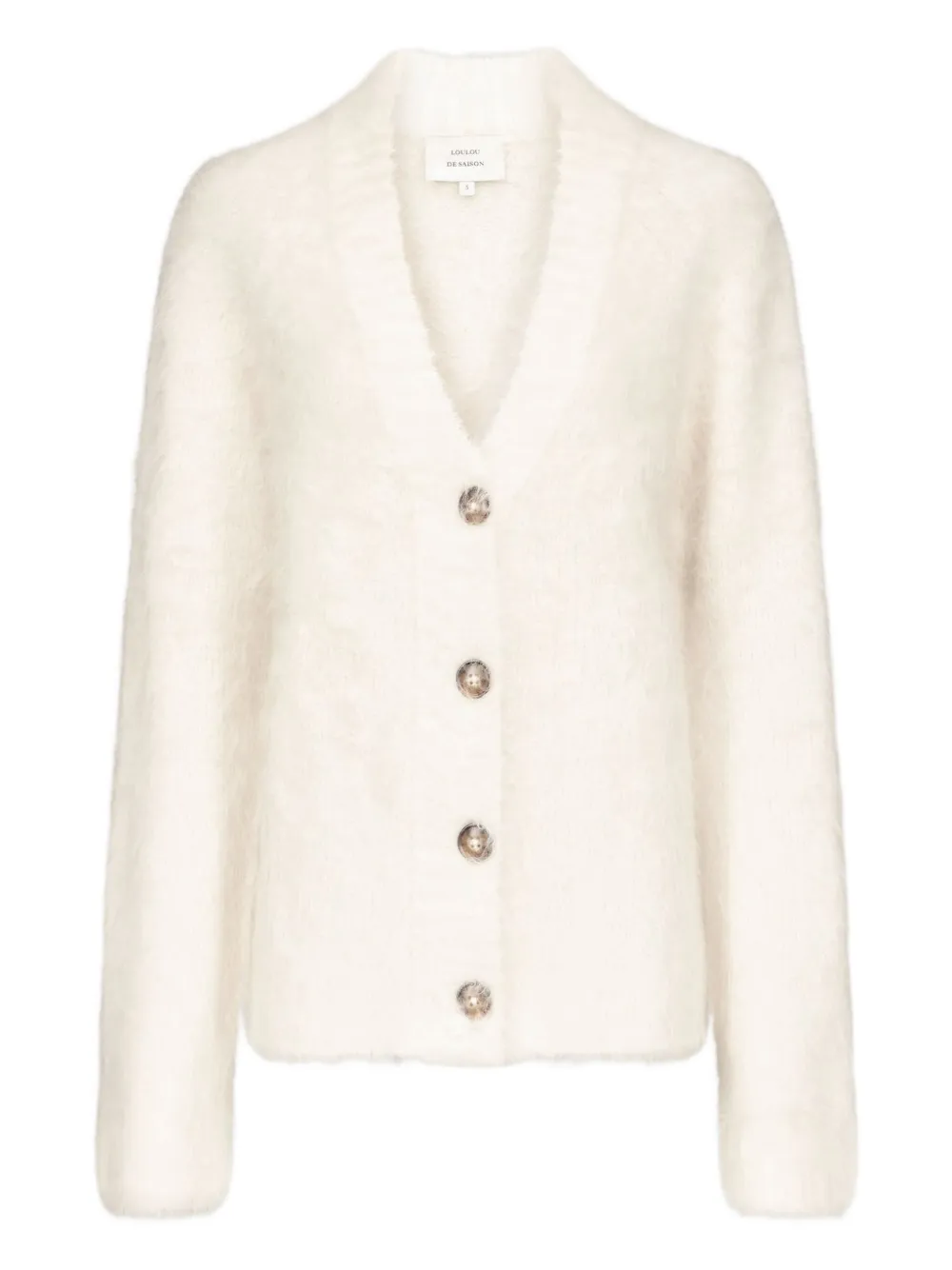 Loulou De Saison Lynn Hairy V-neck Cardigan In White